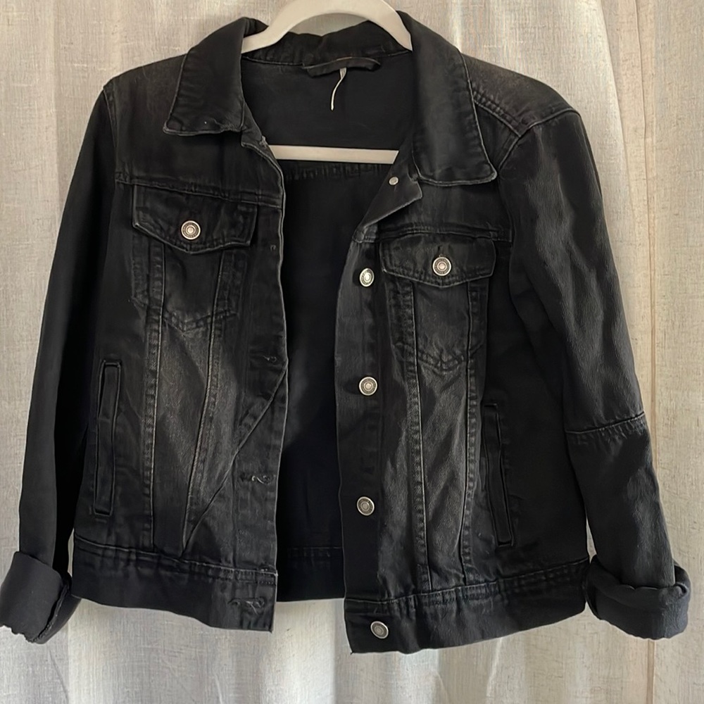 Free people cropped denim jacket